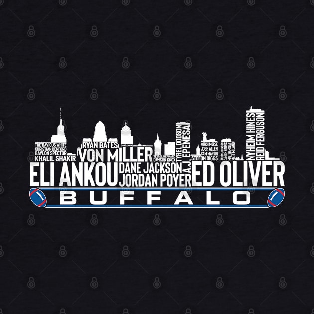 Buffalo Football Team 23 Player Roster, Buffalo City Skyline by Legend Skyline